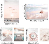 Premium posterset van 6 muurfoto's Woonkamer Moderne muurfoto's Strandposter Wanddecoratie Moderne posterset Strandmotief Muurfoto's voor woonkamer, studeerkamer, eetkamer