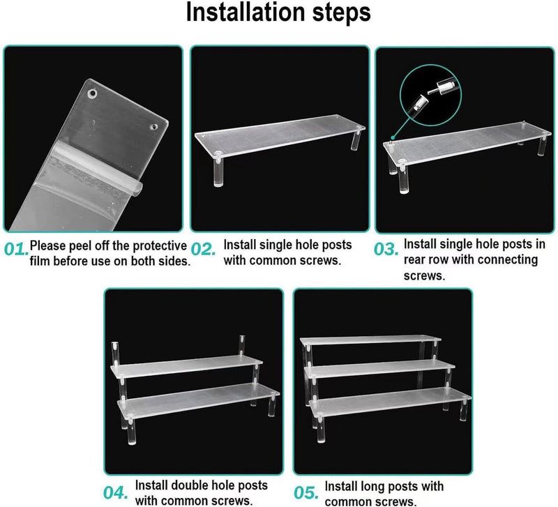 4-traps acryl riser display rek, standaard, tafelblad transparant, parfumorganizer, opslag voor Funko Pops figuren, nagellak, specerijen, cosmetica, kunsthandwerk, sieradenstandaard, cupcake, specerijen, helder