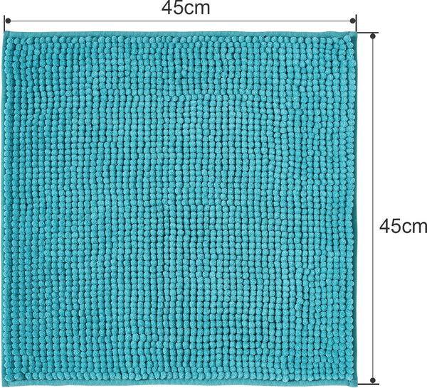 Badmat, antislip, combineerbaar als badmatset, badkamertapijt, badkamermat, wasbaar van chenille, douchemat voor douche, badkuipen, wc-mat, petrol-turquoise, 45x45 cm