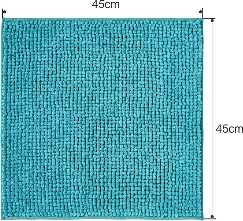 Badmat, antislip, combineerbaar als badmatset, badkamertapijt, badkamermat, wasbaar van chenille, douchemat voor douche, badkuipen, wc-mat, petrol-turquoise, 45x45 cm