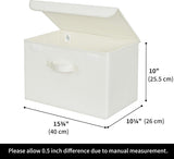 Opbergdozen met deksel, 2 stuks opbergdozen met deksel, opvouwbare organizerdozen stof, opbergmand met deksels voor kleding, witte vouwdozen met deksels voor kledingkast