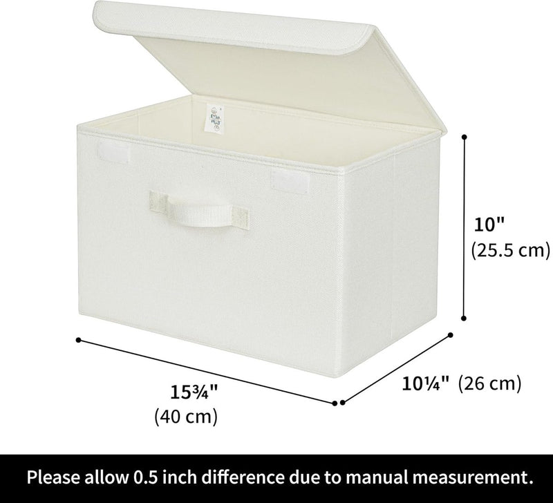 Opbergdozen met deksel, 2 stuks opbergdozen met deksel, opvouwbare organizerdozen stof, opbergmand met deksels voor kleding, witte vouwdozen met deksels voor kledingkast