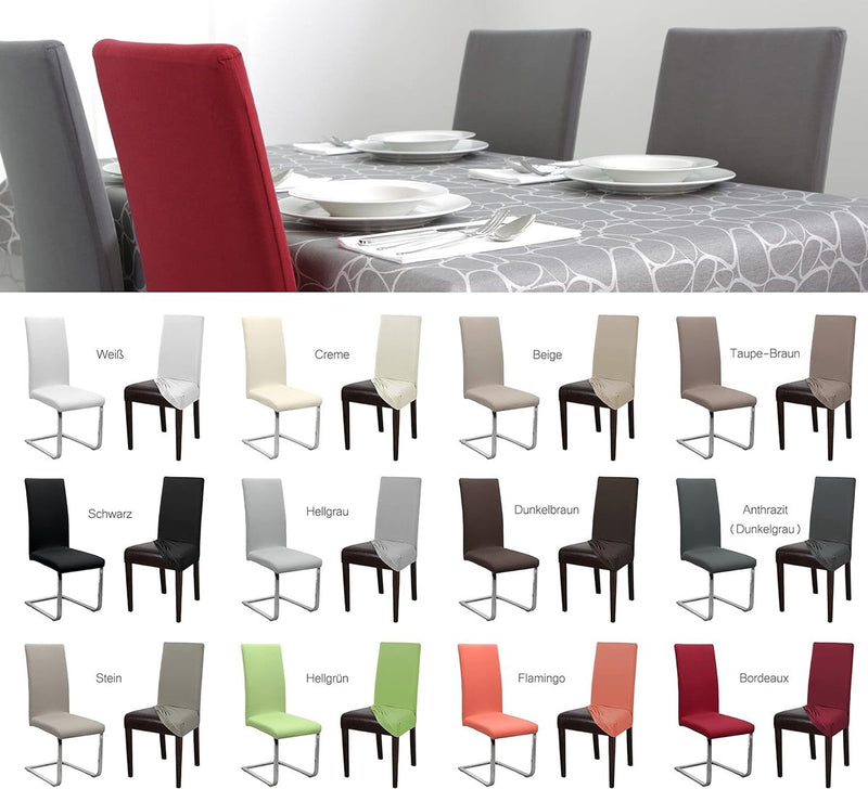 Set van 2 jersey stoelhoezen (kleur naar keuze) Elastisch Effen stretchkatoen bi-elastisch