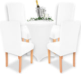 Charles Stretch-stoelhoes, in verschillende kleuren voor ronde en hoekige stoelleuningen, bi-elastische pasvorm, getest conform Oeko-Tex Standaard 100 'vertrouwen in textiel' , wit, 4 stuks