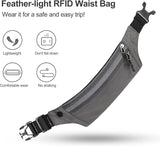 Heuptas voor dames en heren, platte heuptas, voor reizen, sport, RFID-bescherming, waterdicht, joggen, fietsen, reizen, hardlopen, grijs, een grotere opbergruimte aan te bieden