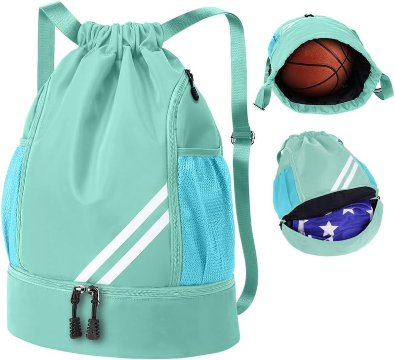 Modieuze sportrugzakken, gymtas, grote capaciteit trekkoord, sporttas, gymtas, waterdichte sporttas, gymtas met waterflessen, netvakken, voor volwassenen en jongeren