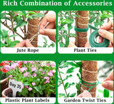 2-delige set plantenstaven, 120 cm, voor Monstera, klimhulp, klimstaven, mosstokken, buigbare plantenstaven, kokosstaven met plantenbinder voor klimplanten, planten, kokosvezel, verlengbaar
