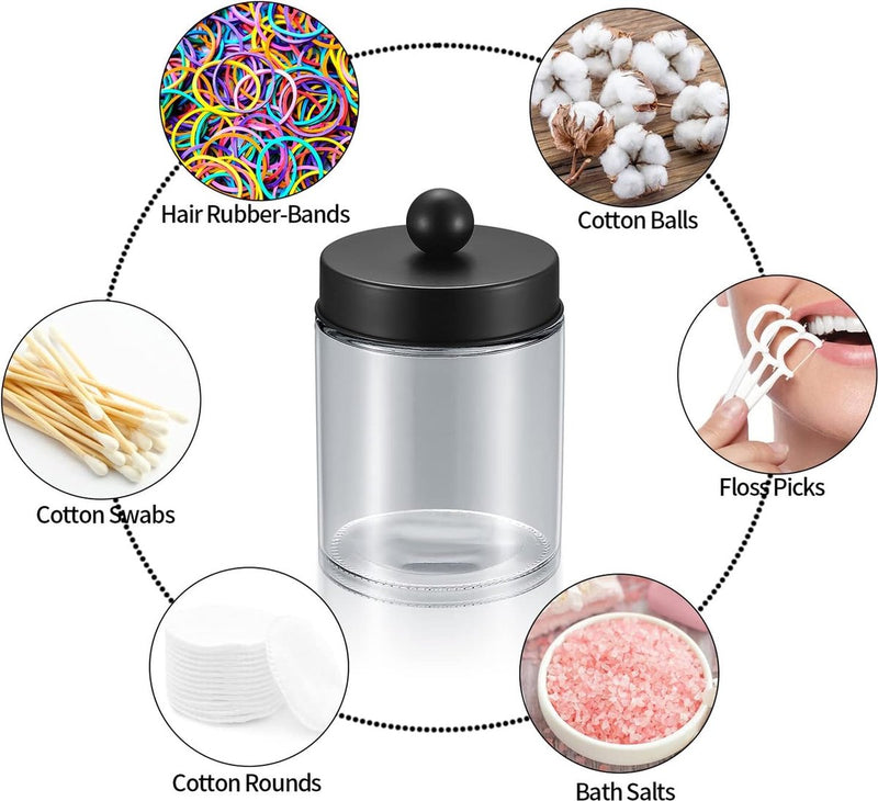 2 stuks glazen wattenstaafjes, wattenschijfjes, opbergcontainer, badkamer, wattenschijfdispenser, make-uporganizer voor wattenstaafjes, wattenballen, stippen, Q-Tips, oorstaafjes