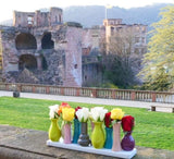 Set bloemenvazen, keramiek, gekleurd en wit, decoratief