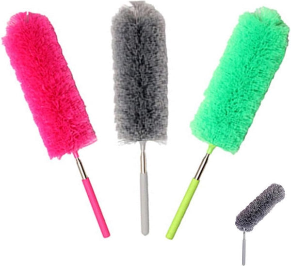 Microvezelstofdoek, stofdoek, met telescoopstang, wasbaar, buigbaar, statische stofdoek, thuis, voor auto, kantoor, 3 verpakkingen