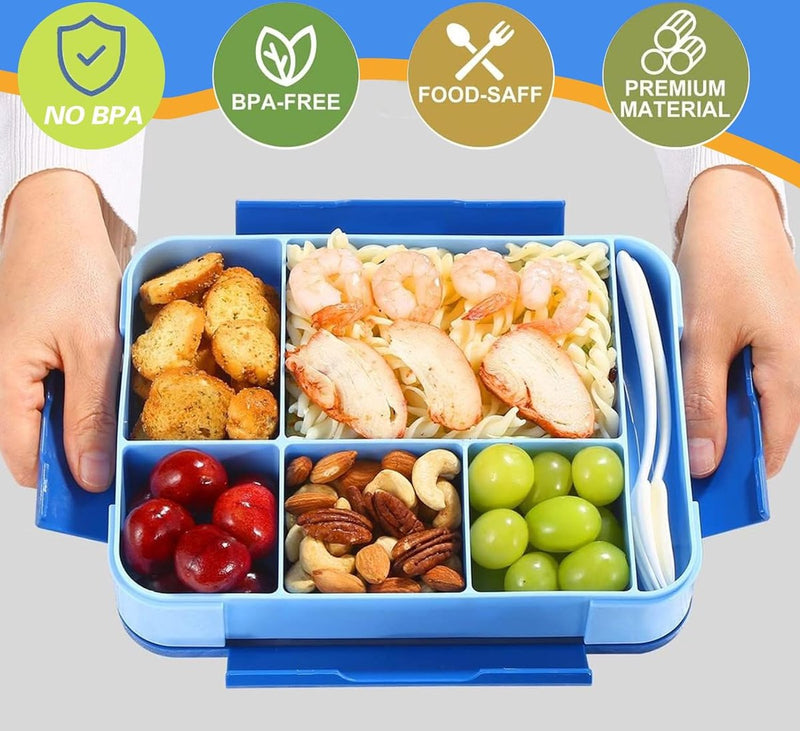 Lekvrije lunchbox, 1 stuks, kinderbroodtrommel, uitgerust met een vork en een lepel, BPA-vrije Bento Box, perfect voor kinderen, studenten en kantoormedewerkers.