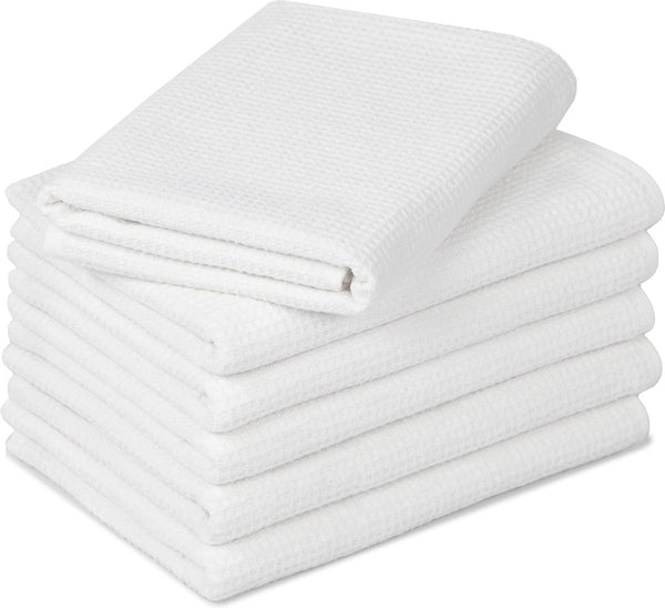 Set van 6 handdoeken wafelpique, 100% katoen, 50x70 cm, wit