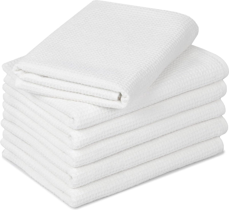 Set van 6 handdoeken wafelpique, 100% katoen, 50x70 cm, wit