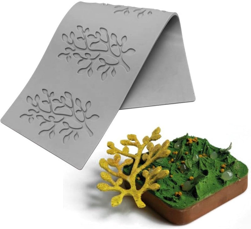 3 stuks puntvormige matte siliconen vormen, fondant, boomblad, kanten fondant-vormen voor suiker, kinderen