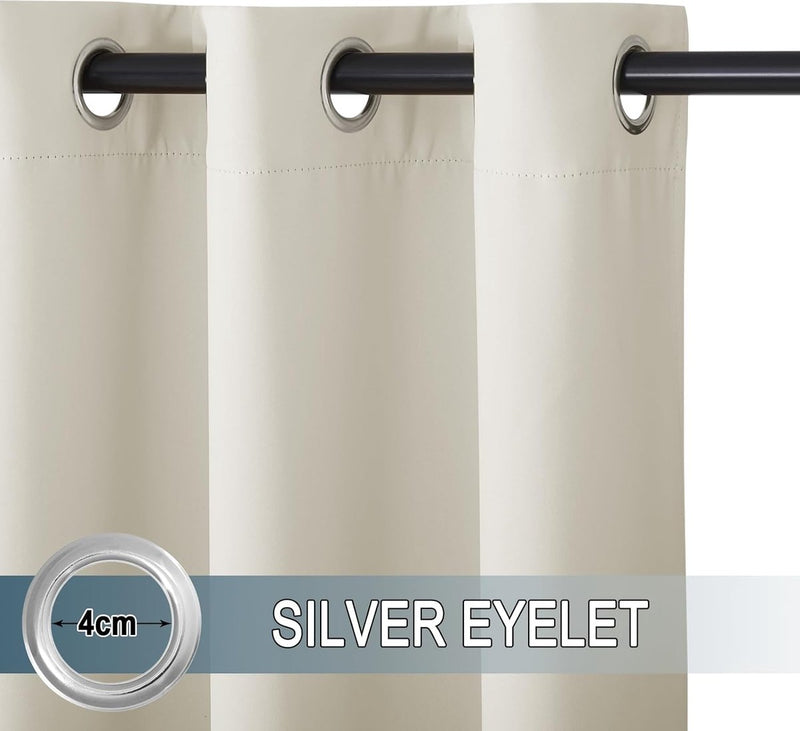 Terrasgordijnen, buitengordijnen, waterdicht, set van 2, H 243 x B 132 cm, buitengordijn, waterdicht privacyscherm en zonwering, balkongordijn, ondoorzichtig ooggordijn, lichtbeige