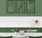 3 stuks metalen wanddecoratie minimalistische abstracte vrouwen muurkunst enkele lijntekening zwarte kunst vrouwelijke moderne wanddecoratie voor slaapkamer keuken badkamer