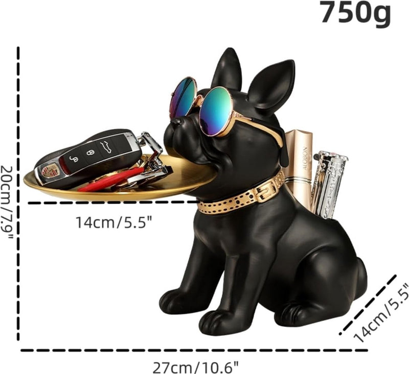 Franse bulldog-figuur, Franse bulldog dienblad, decoratie, bulldog decoratief figuur, opbergdienblad, hondendecoratie, cadeau voor woonkamer, entree, kantoor