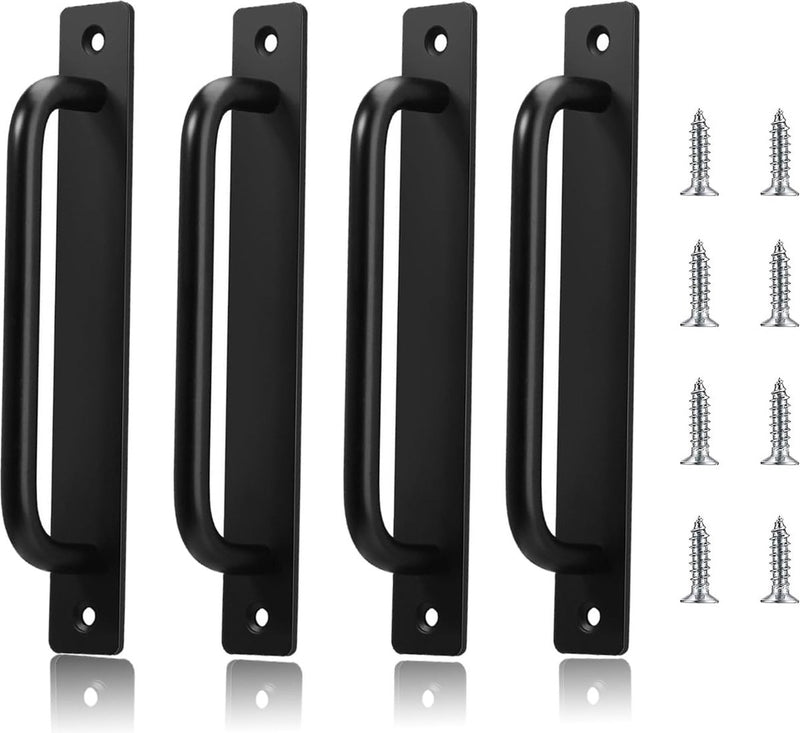 Staldeurgreep 4 stuks 18 cm schuurdeurgrepen schuifdeurgrepen schuifdeurgreep schuifdeurgrepen zwart met schroeven voor kast keukenmeubilair slaapkamer