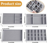 Sieradenopbergdoos, lade, sieradenorganizer, sieradendienblad, stapelbaar, sieradenorganizer voor sieraden, lade-inzet, opbergsysteem, oorbellen, armband, ringen, 4 stuks, grijs