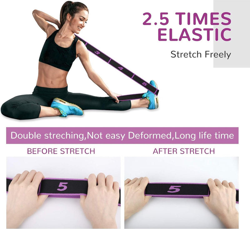 Yoga stretchband, yoga stretchband met 8 lussen yoga stretchband fitness pilates fysiotherapie stretchband voor asana's stretch stretch