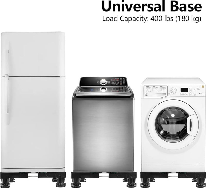 Mini-koelkaststandaard met 4 sterke voeten, universele wasmachine- en drogerbasis Verstelbare koelkaststandaard, multifunctionele wasmachinebasis voor kleine apparaten, zwart