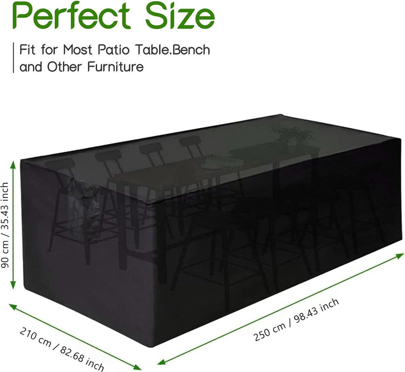 Hoes voor tuinmeubelset, 200x160x70 cm/UV-bescherming, 420 D bestendige tuintafelhoes in winddicht Oxford polyester, hoezen voor meubelsets, outdoor rotan bankhoes, rechthoekig