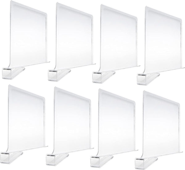 Set van 8 acryl plankverdelers voor kasten, transparante plankverdelers, kasten, plankopslag en organisatie, geen boren, houten plankverdelers