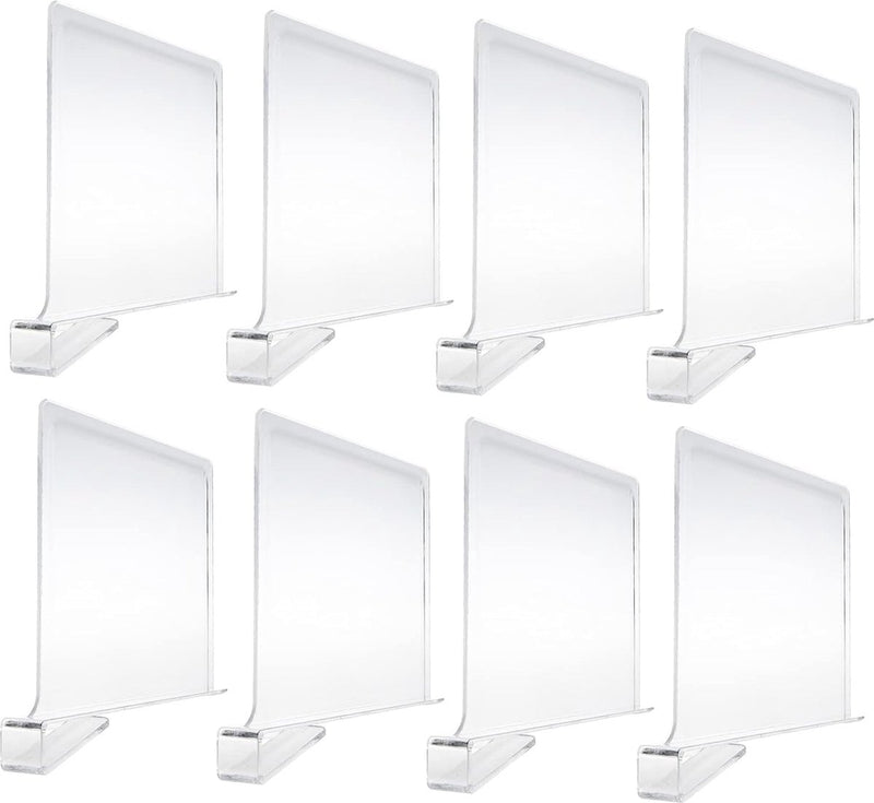 Set van 8 acryl plankverdelers voor kasten, transparante plankverdelers, kasten, plankopslag en organisatie, geen boren, houten plankverdelers