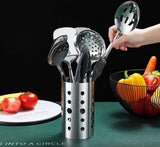 Roestvrijstalen kookgereiset, 13-delige keukengereiset met antiaanbaklaag en hittebestendige gebruiksvoorwerphouder