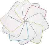 Set van 10 flanellen washandjes, 100% katoen, 25 x 25 cm, wit