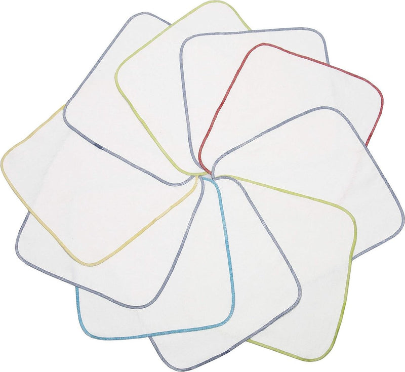 Set van 10 flanellen washandjes, 100% katoen, 25 x 25 cm, wit