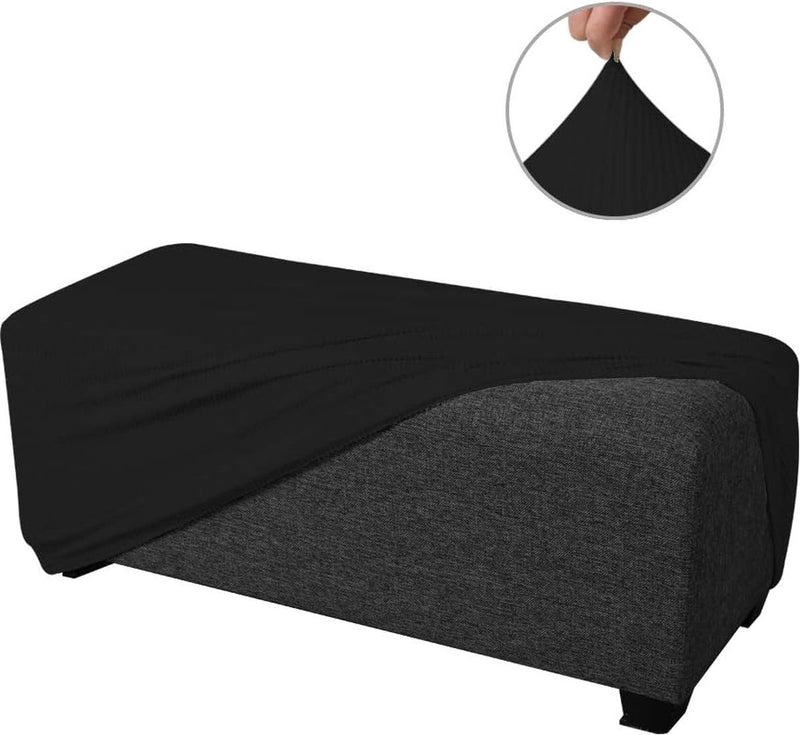 krukhoes, jacquard hoes, bekleding voor poef, voetenbank (zwart)