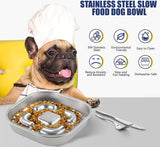 Anti-sling hondenkom, anti-slingerkom, roestvrij staal, slowfeederkom, hond, antislip roestvrijstalen hondenkom voor grote, kleine en middelgrote honden, voerbak hondenkom