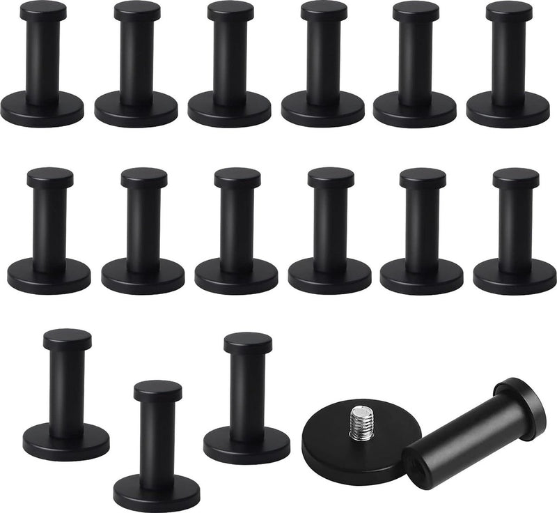 16 stuks ronde kledinghaken, garderobehaken, wandhaken, zwart, 53 mm, roestvrij staal, handdoekhaken, zwart, incl. bevestigingsmateriaal, roestvrije kledinghaken voor badkamer, keuken