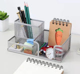 Kinderen potloodhouder draad metaal kantoor pennenhouder penorganisator vierkant metalen gaas kantooropslag kaptafel (zilver)