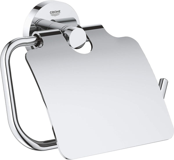 toiletpapierhouder met deksel, chroom, zilver