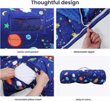 Slaapzak dinosaurus voor kinderen, kinderslaapzak met hoofdkussen, 2-in-1 slaapzak voor jongens en meisjes