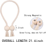 Set van 4 sterke magnetische gordijnbinders, tiebacks voor gordijnen, gordijn tiebacks, magnetische tiebacks, handgeweven tiebacks, gordijn tiebacks (beige - bal, 4)