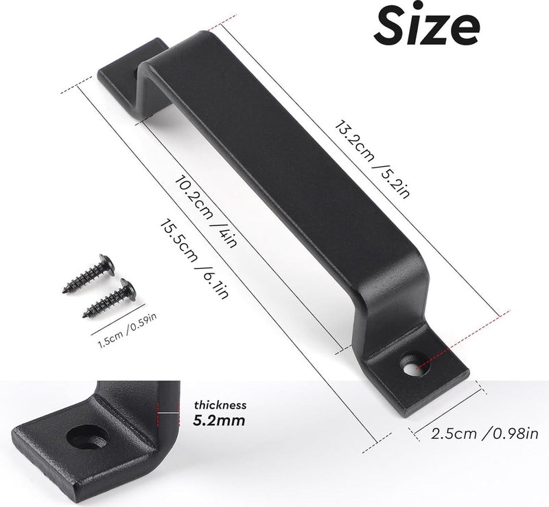 Schuifdeurgreep, schuurdeurgreep, handgreep, metalen handgreep aan beide zijden gematteerd, zwarte handgrepen, meubelgreep, voor schuifdeuren, kasten en kledingkasten, solide en eenvoudig te