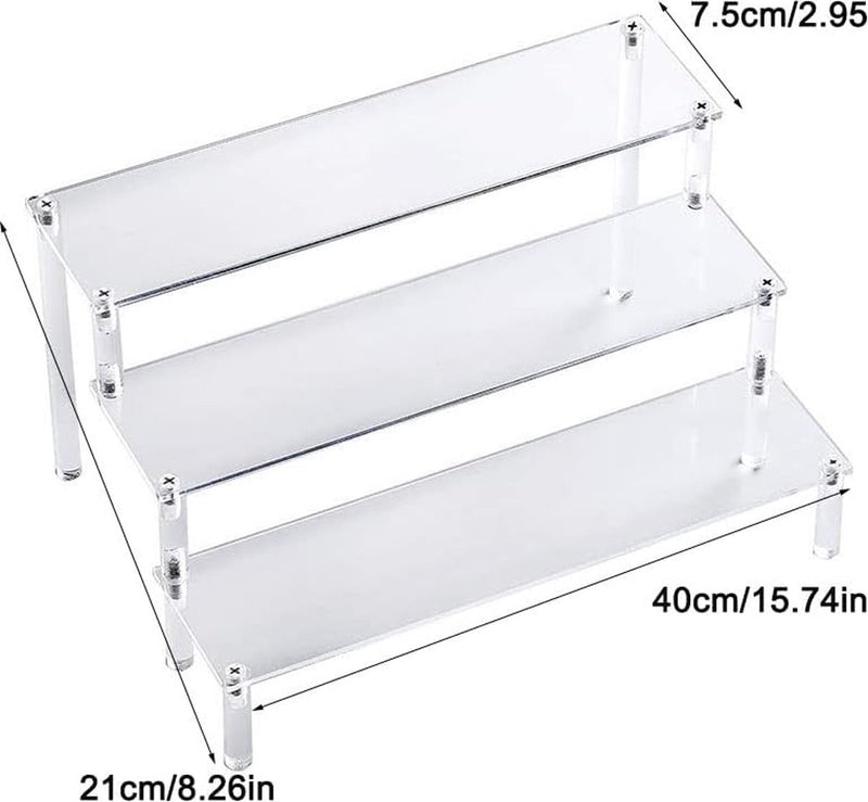 Acryl displaystandaard, 3-laags helder acryl displayverhogers, transparant acryl standaard stijgplank, sieraden display stijgplank vitrine, decoratieve trappen weergeven, voor figuren, cupcake, organisator