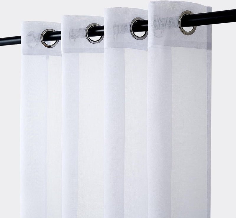 Voile gordijnen met kleurverloop, transparant gordijn, kort, tule gordijn met oogjes, in zwart-wit, kleurverloop, 160 x 140 cm (h x b), modern, voor kinderkamer, woonkamer, slaapkamer, set van