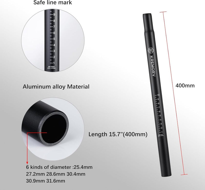 Fiets zadelpen lengte 400 mm aluminiumlegering MTB zadelpen zadelbuis voor mountainbikes racefiets Fixed Gear BMX