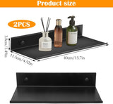 Set van 2 doucheplanken, zonder boren, doucheplank, zelfklevend douchemandje, roestvrij, doucheplankorganizer, metaal, kleine wandplank, douchemandje, badkamer, zwart