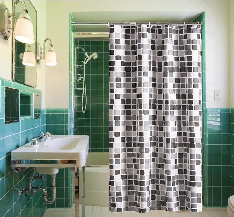 Waterdicht vuilafstotend douchegordijn, mozaïek baddouchegordijn, wasbaar douchegordijn, met 8 haken, voor badkamer, toiletten (120 x 180 cm, mozaïekpatroon)