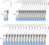 Klemhaken, 30 klemhaken, bootophanging, mini-kledinghaken, wasophanging, handdoekophanging, zonder naaien, klemmen, sokkenklemmen, haken voor handdoeken, klemmen, metaal (blauw)