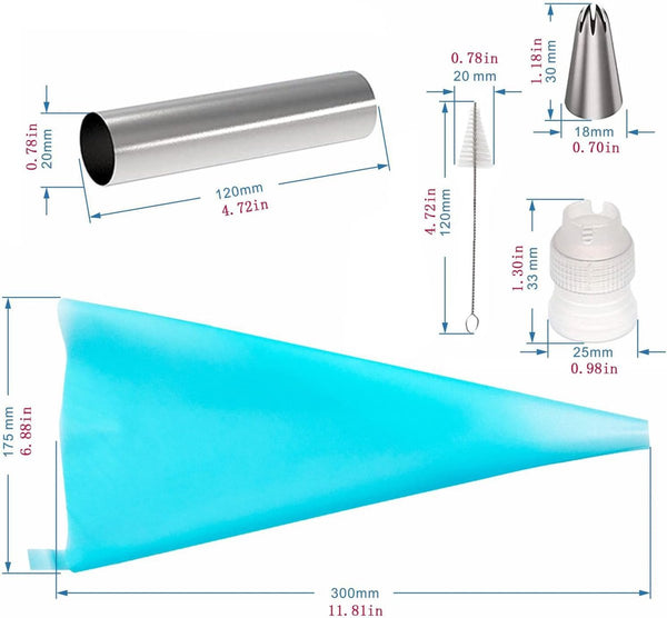 Cannoli-bakvormen, 21 stuks, schuimrolvormen, cannoli-buizen, 12 cm roestvrij staal, cannoli-vorm, voor cannoli-buizen, croissant, bakvormen, vorm met reinigingsborstel en pijppunt