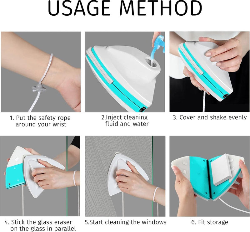 Watergevulde magnetische glasborstel, dubbelzijdige glasreinigingsborstel voor ramen, reinigingsgereedschap voor ramen, reinigingsgereedschap, magnetische raamreiniger, dikte 15-26 mm