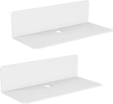 2 stuks wandrek, wit acryl, 23 x 9,5 cm, zwevende wandplanken, zwevend rek, zonder boren, met 4 kabelclips, displayplank muur, mini-rek voor kantoor, badkamer, keuken, slaapkamer