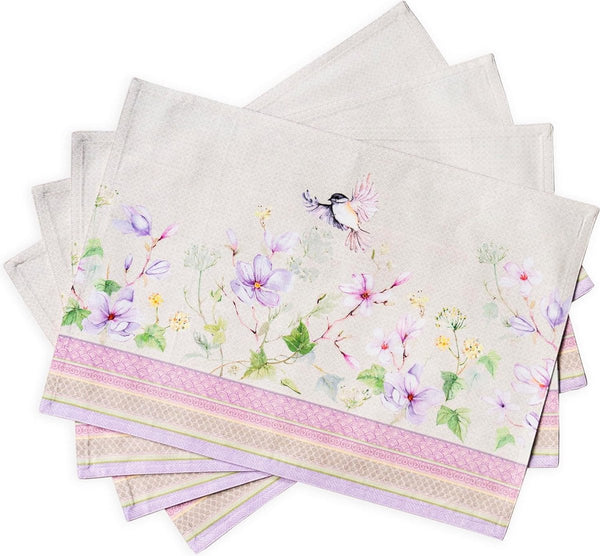Placemats van 100% katoen, set van 4, 33 cm x 48 cm, decoratieve, wasbare paasplacemats voor diners, bruiloften, magnolia-ochtend - lente/zomer