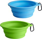 Hondenbakken, opvouwbare hondenbak, 2 stuks, siliconen waterbak voor honden onderweg, draagbaar, lekvrije reispakjes met karabijnhaak voor honden en katten, voor water en voer (lichtblauw,